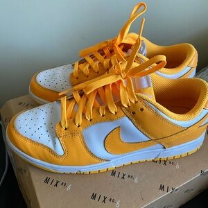 Nike Dunks Vibrant Orange and White Low-Top Sneakers. Women’s US 9